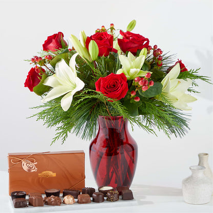 Evergreen Delight Bouquet and Chocolate Gift Set
